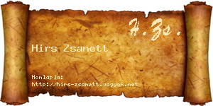 Hirs Zsanett névjegykártya